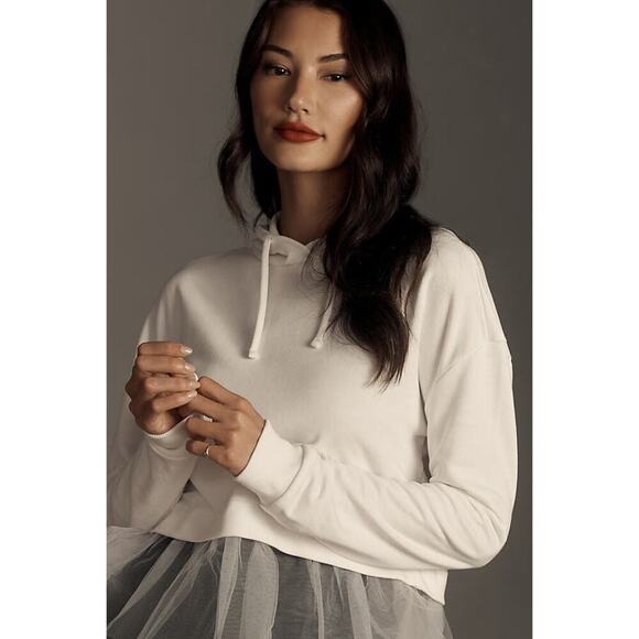 Anthropologie Pilcro Tulle Hem Hoodie White Size XXS - Picture 4 of 7